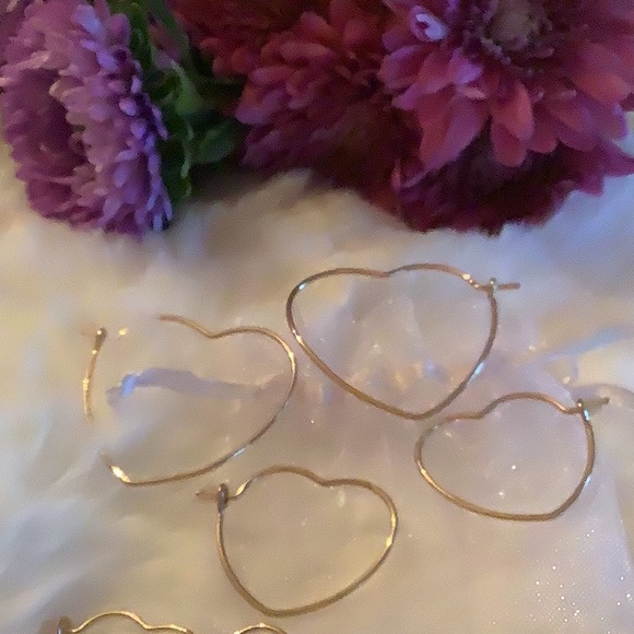 Gold Heart Hoops Set - Picture 3 of 5